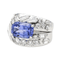 Bague 51 Bague cocktail en or blanc 18 carats avec tanzanite et diamants 58 Facettes 3411145CN