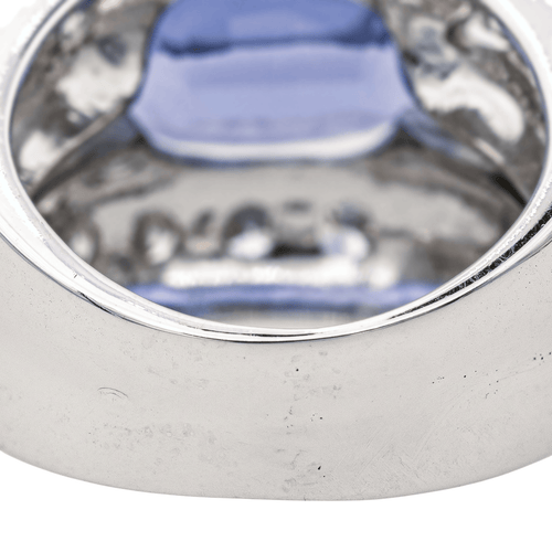 Bague 51 Bague cocktail en or blanc 18 carats avec tanzanite et diamants 58 Facettes 3411145CN