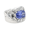 Bague 51 Bague cocktail en or blanc 18 carats avec tanzanite et diamants 58 Facettes 3411145CN