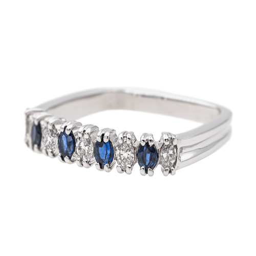 Bague 50 Bague en or blanc et platine saphirs et diamants 58 Facettes 3417085CN