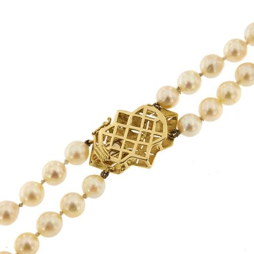 Collier Collier - Deux rangs de perles d’eau salée et fermoir en or jaune 18 ct 58 Facettes 34189