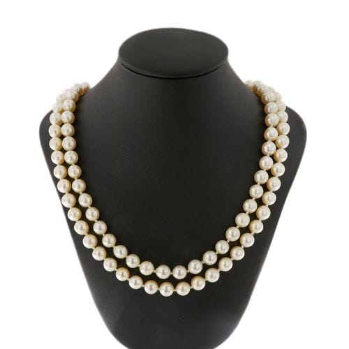 Collier Collier - Deux rangs de perles d’eau salée et fermoir en or jaune 18 ct 58 Facettes 34189