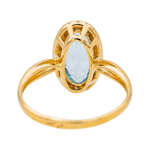 Bague 59 Bague en or jaune 18 carats avec topaze ovale et diamants 58 Facettes 3437190CN