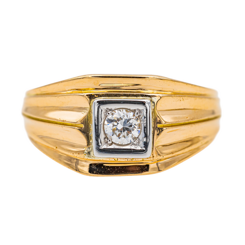 Bague 58.5 Bague tank sertie d’un diamant en or rose 18 carats 58 Facettes 3437192CN