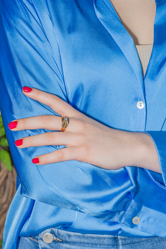 Bague 58.5 Bague tank sertie d’un diamant en or rose 18 carats 58 Facettes 3437192CN