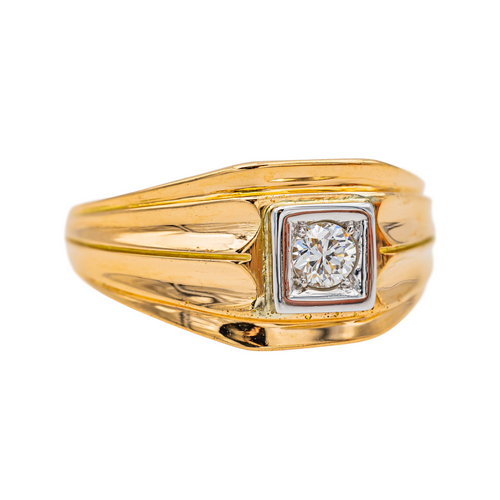 Bague 58.5 Bague tank sertie d’un diamant en or rose 18 carats 58 Facettes 3437192CN