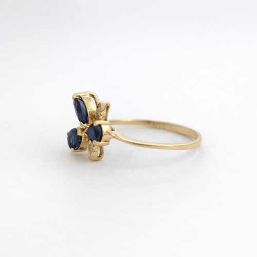 Bague 52 Bague fleur en or jaune 18 carats, saphirs et diamants 58 Facettes 34423
