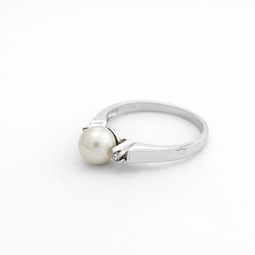 Bague 54 Bague perle et diamants en or blanc 18 carats 58 Facettes 34431