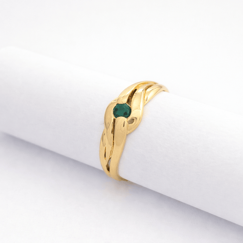 Bague 50 Bague ruban en or jaune 18 carats et émeraude 58 Facettes 34462