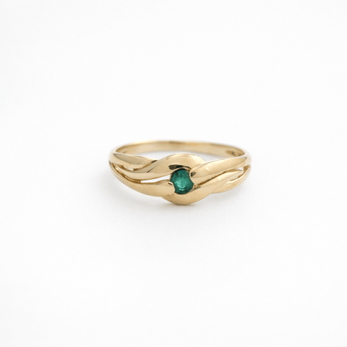 Bague 50 Bague ruban en or jaune 18 carats et émeraude 58 Facettes 34462