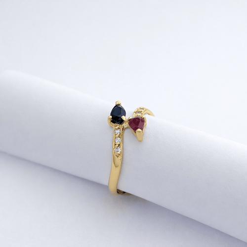 Bague 51 Bague Toi & Moi en or jaune 18 carats, saphir, rubis et diamants 58 Facettes 34470