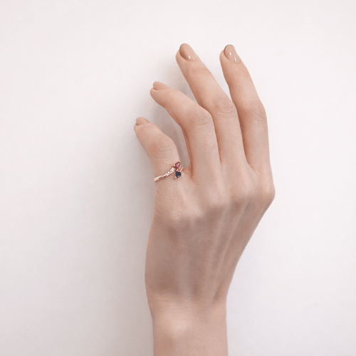 Bague 51 Bague Toi & Moi en or jaune 18 carats, saphir, rubis et diamants 58 Facettes 34470