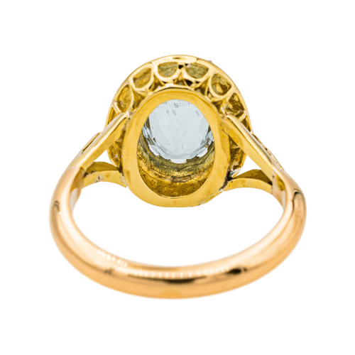 Bague 47 Pompadour - Bague en or jaune avec aigue-marine et diamants 58 Facettes 3447714CN