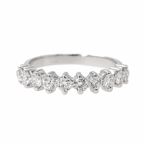 Bague 55 Bague demi-alliance en or blanc 18 carats et diamants 58 Facettes 3447715CN