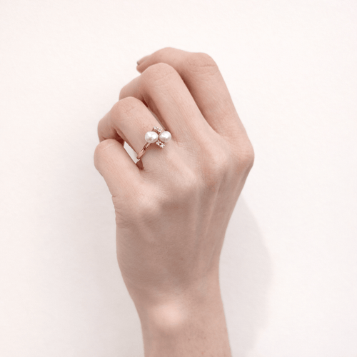 Bague 52.5 Bague Toi & Moi en or jaune 18 carats, perles et diamants 58 Facettes 34495