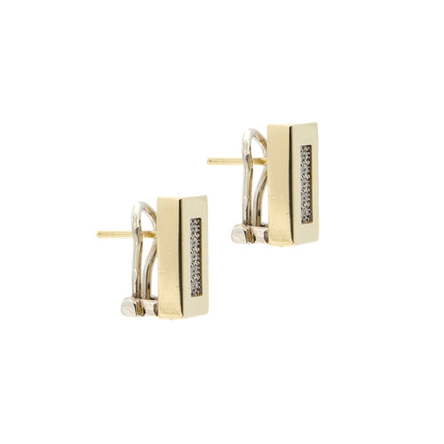 Boucles d'oreilles Boucles d’oreilles rectangulaires - Puces en or jaune et blanc 18 ct avec diamants 58 Facettes 34505