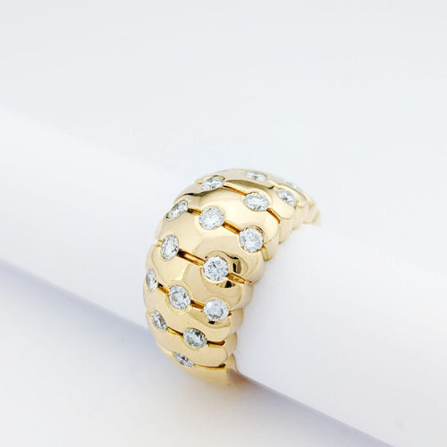 Bague 56 Bague large pavée de diamants en or jaune 18 carats 58 Facettes 34524