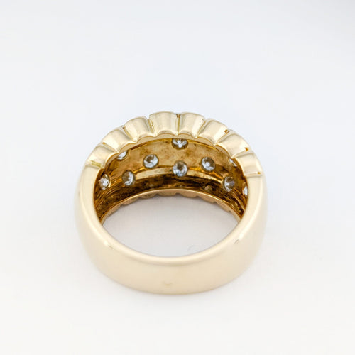 Bague 56 Bague large pavée de diamants en or jaune 18 carats 58 Facettes 34524