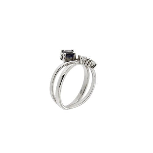 Bague Bague contrarié en or blanc 18 ct avec saphir et diamants 58 Facettes 34539