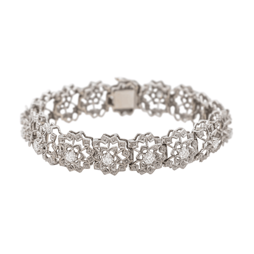 Bracelet Bracelet fleur Art déco en or blanc 18 carats et diamants 58 Facettes 3455898CN