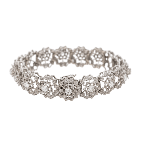 Bracelet Bracelet fleur Art déco en or blanc 18 carats et diamants 58 Facettes 3455898CN
