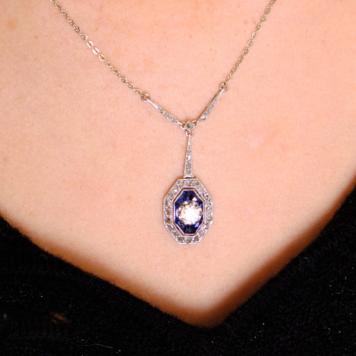 Art Deco Sapphire Diamond Necklace 58 Facettes DV0291-1