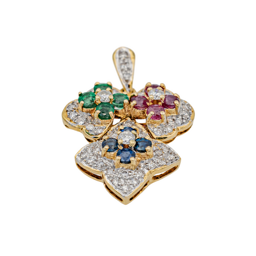 Pendentif Pendentif en or jaune et blanc 18 carats serti de diamants et pierres 58 Facettes 3462664CN