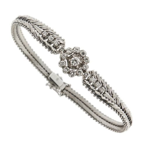 Bracelet Bracelet vintage années 1960 en or blanc 14 kt et diamants 0,89 ct 58 Facettes 34760
