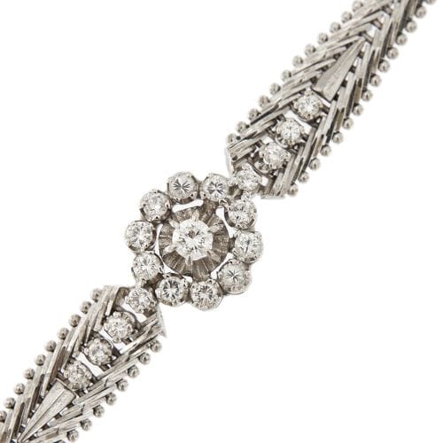 Bracelet Bracelet vintage années 1960 en or blanc 14 kt et diamants 0,89 ct 58 Facettes 34760