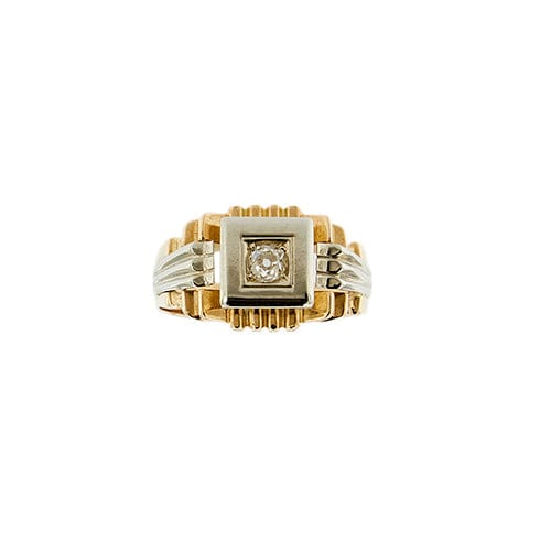 Bague Bague homme - Diamant 0,20 ct en or rose et or blanc 18 kt 58 Facettes 34875