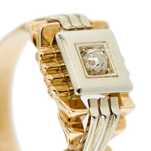 Bague Bague homme - Diamant 0,20 ct en or rose et or blanc 18 kt 58 Facettes 34875