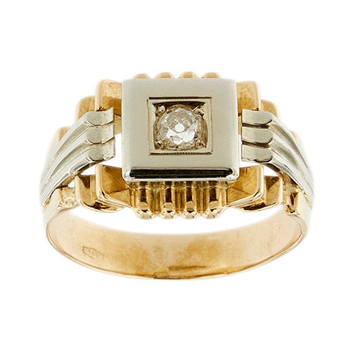 Bague Bague homme - Diamant 0,20 ct en or rose et or blanc 18 kt 58 Facettes 34875