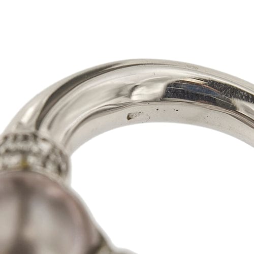 Bague Bague en or blanc 18 carats avec perle de Tahiti et diamants 58 Facettes 34976
