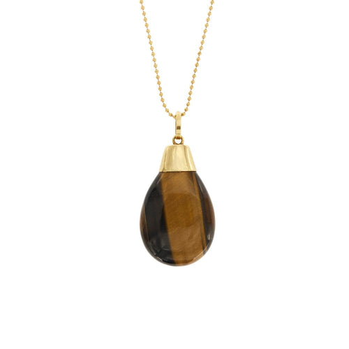 Collier Collier - Pendentif œil de tigre en or jaune 18 carats 58 Facettes 35055