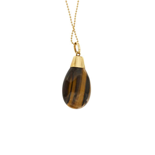 Collier Collier - Pendentif œil de tigre en or jaune 18 carats 58 Facettes 35055