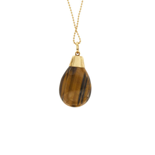 Collier Collier - Pendentif œil de tigre en or jaune 18 carats 58 Facettes 35055