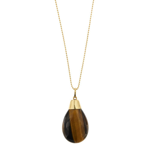 Collier Collier - Pendentif œil de tigre en or jaune 18 carats 58 Facettes 35055
