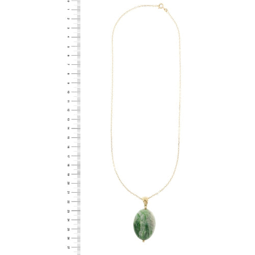 Collier Collier - Pendentif ovale en jade en or jaune 18 carats 58 Facettes 35132