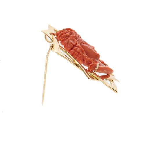 Pendentif Broche pendentif étoile en or rose 14 ct et corail 58 Facettes 35138