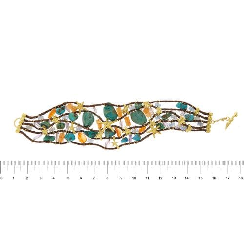 Bracelet Bracelet multifils en or jaune 18 ct avec turquoise, améthyste et cornaline 58 Facettes 35278