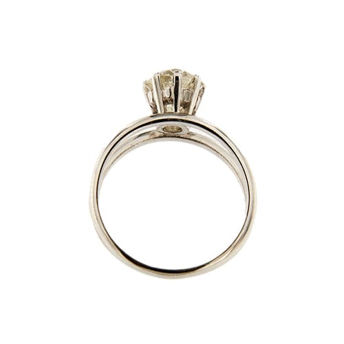 Bague Bague solitaire double anneau en or blanc 18 ct avec diamant 1,56 ct 58 Facettes 35305