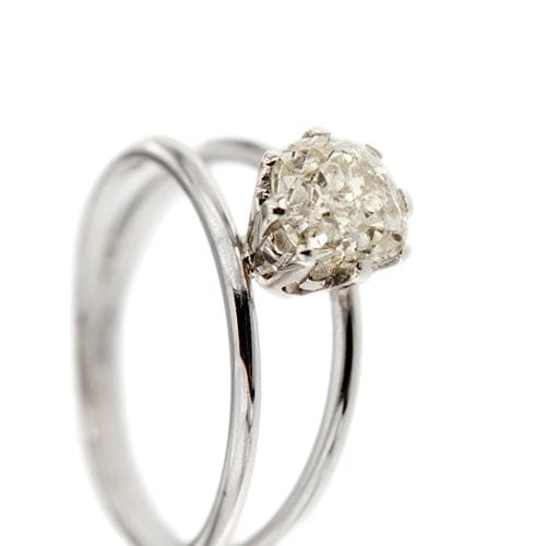 Bague Bague solitaire double anneau en or blanc 18 ct avec diamant 1,56 ct 58 Facettes 35305