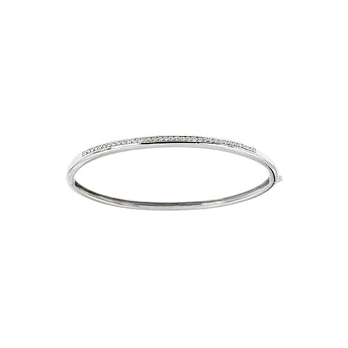 Bracelet Bracelet rigide ovale - Bracelet en or blanc 18 ct et diamants 58 Facettes 35390