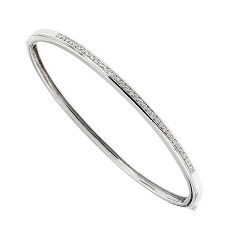 Bracelet Bracelet rigide ovale - Bracelet en or blanc 18 ct et diamants 58 Facettes 35390