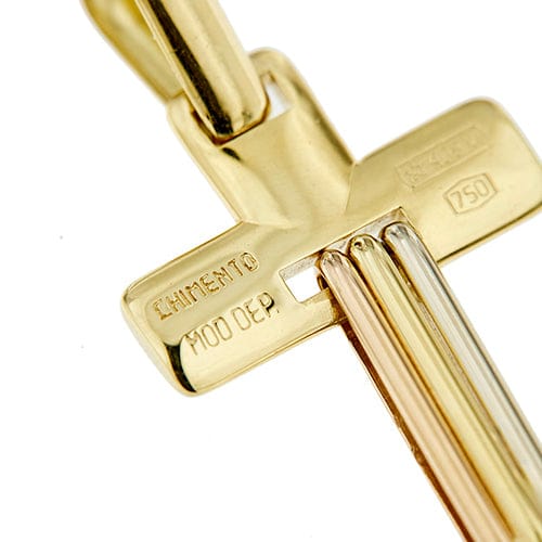 Pendentif Chimento - Pendentif croix en or jaune, rose et blanc 18 ct 58 Facettes 35421