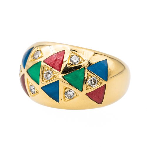 Bague 52 Bague en or jaune 18 carats, émail et diamants 58 Facettes 3543609CN