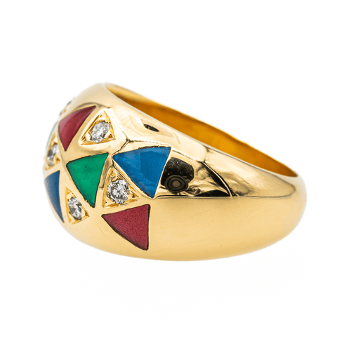 Bague 52 Bague en or jaune 18 carats, émail et diamants 58 Facettes 3543609CN