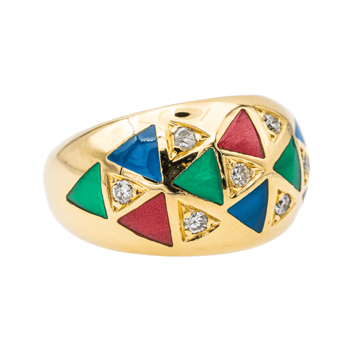 Bague 52 Bague Or jaune Diamant, Email 58 Facettes 3543609CN