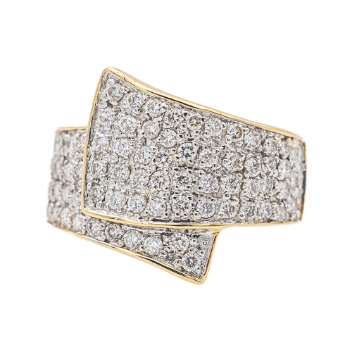 Bague 53 Bague pavée de diamants en or jaune et or blanc 18 carats 58 Facettes 3548953CN