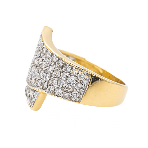 Bague 53 Bague pavée de diamants en or jaune et or blanc 18 carats 58 Facettes 3548953CN